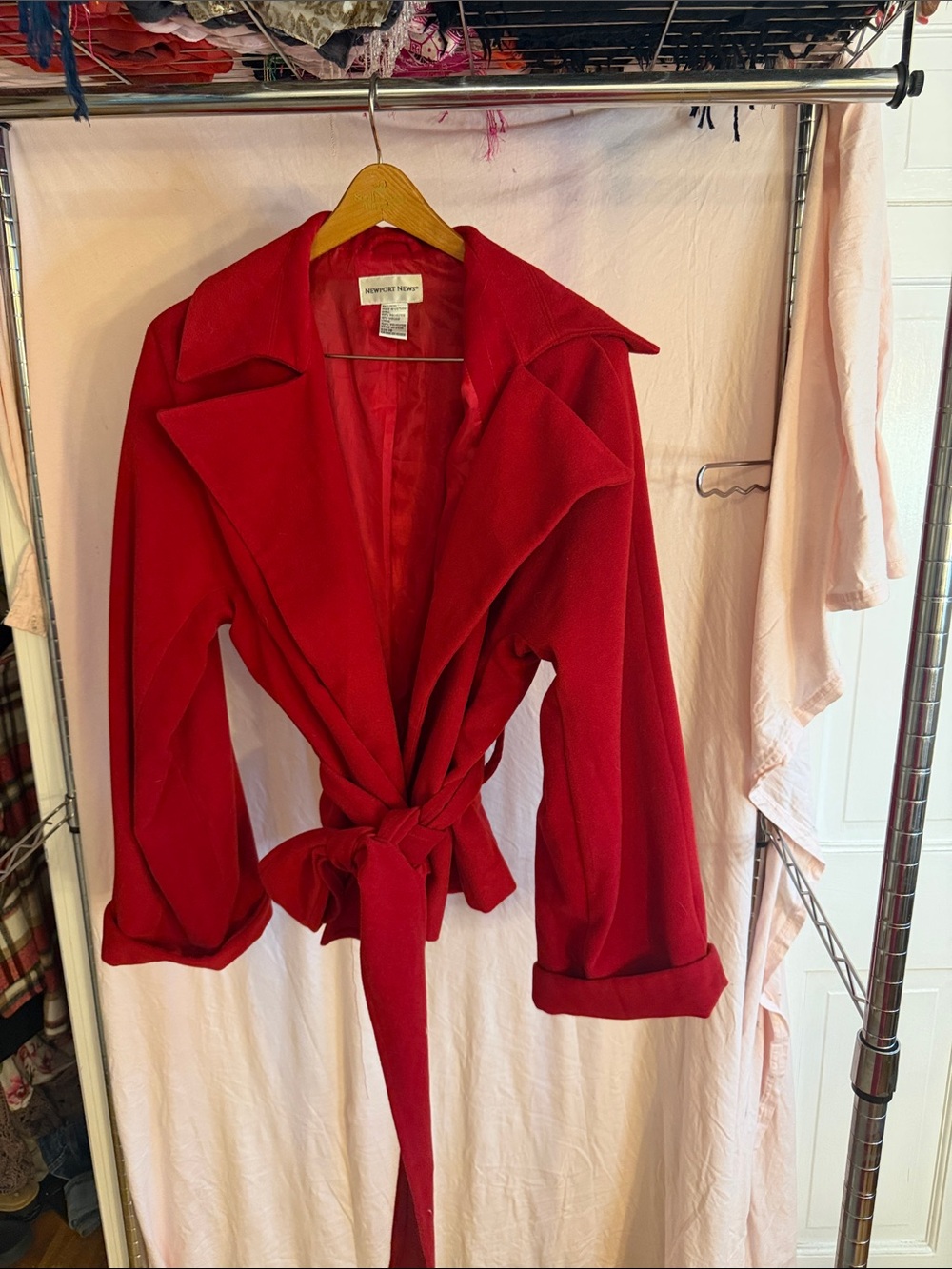 Newport News Red Belted Wool-Blend Coat